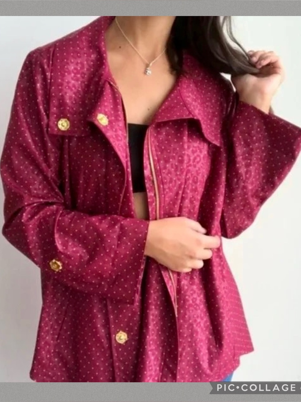 NWT Chico’s Zenergy Embossed Dot‎ Anorak Jacket Mulberry Red Size 1 (US 8–10)